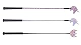 NETPROSHOP Kinder Reitgerte Springstock 65 cm Schlag Einhorn oder Stern, Farbe:Silber Glitzer