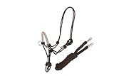 Brama West Knotenhalfter mit Zügel für Pferde - mit Snap-Karabiner und Strass - Braun/Beige, Gr....