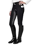 FitsT4 Sports Damen Reitleggings Silikon Vollbesatz Reithose mit Handytasche und...