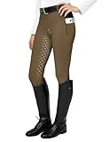 FitsT4 Sports Damen Reitleggings Silikon Vollbesatz Reithose mit Handytasche und...