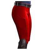 Damen-Sporthose, Reithose, Taillenhoch, Damenjeans, Mutterkleidung, rot, XXL