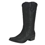 SheSole Cowboystiefel Damen Westernstiefel mit Blockabsatz Sommer Cowgirl Stiefel Schwarz