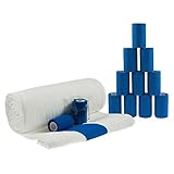 Mullwatterolle 40x500cm + 12 Haftbandagen 10cm blau Anguß-Verband Pferde-Hufe