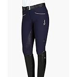 Equiline Damenreithose E_Celia mit Rosegold verziert Reithose mit Fullgrip Größe 42, Farbe Blue