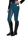 FitsT4 Sports Damen Reitleggings Silikon Vollbesatz Reithose mit Handytasche und...