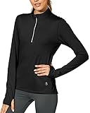 icyzone Damen Sport Langarm Shirts 1/4 Reißverschluss Laufshirt Langarmshirt mit Daumenloch Fitness...