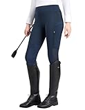 FitsT4 Sports Reithose Reitleggings Damen mit Kniebesatz und Tasche mit Reißverschluss, elastische...