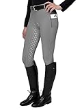 FitsT4 Sports Damen Reitleggings Silikon Vollbesatz Reithose mit Handytasche und...