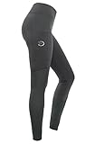 RIDERS CHOICE Damen Reitleggings Silikonvollbesatz Mesh-Design mit Handytasche, Dark Grey, 36