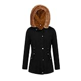 Reitmantel Mantel Frauen Winter warm Dicke lange Jacke Kapuzendecke Damen Softshelljacke Blau...