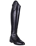 QHP Leder-Reitstiefel Sasha Adult schwarz mit wechselbarem Oberteil, RV hinten (38)