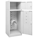 Gecheer Sattelschrank Sattelspind Stahlschrank Stallspind Metallschrank Hellgrau 53x53x140 cm