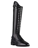 QHP Dressur Leder-Reitstiefel Hailey Junior Schnürung Glitzer (schwarz, numeric_34)