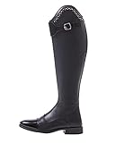 QHP Damen Leder-Reitstiefel Dorah Adult RV vorne Lack- und Strassdetails (schwarz, numeric_38)