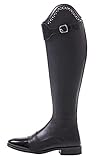 QHP Damen Leder-Reitstiefel Dorah Adult weit RV vorne Lack- und Strassdetails schwarz Gr. 38