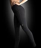 Equiline X-Shape Reithose Eleonor schwarz mit Shape-Up Effekt Half Grip, Damengröße:Größe 42