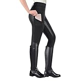 HOTUT Damen Reitleggings, Silikon Vollbesatz Reithose, High Waist Reithose Damen mit Handytasche und...