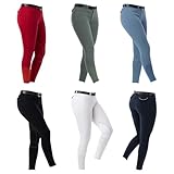 Riding World - Reithose für Damen Alexandrie | Reiterhose mit Kniebesatz aus Stoff | mit...