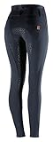 horze Tara Vollbesatzreithose mit Silikon-Grip und hohem Bund, Dunkelnavy, 42