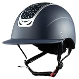 HORZE Reithelm Apex VG1, Reitkappe Damen Mädchen Glitzer verstellbar, Blau, 49-51