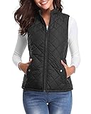 fuinloth Damen Weste mit Stehkragen Westen Steppweste Leicht Ärmellos Jacke mit Reissverschluss...