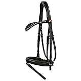 Kieffer Trensenzaum Ultrasoft schwarz englisches Reithalfter Stirnband mit Perlen gepolstertes...