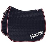 Eskadron navy/red Cotton Dressur-Schabracke mit individuellem Namen bestickt, Schriftart:Jacobal...