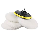 SPTA Lammfell pad, Lammwollhaube, Lammfell, 5tlg 150mm Polieren polierscheibe Polierset Set Wolle...