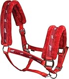 York Halfter Softy mit Plüschpolsterung Stallhalfter Pferdehalfter Teddyfleece (Cob, rot)