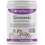 TierPlus Nervenwohl Relax Pulver für Pferde, mit Mit Baldrian, Hopfen, Leinöl, Passionsblume,...