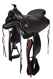 A&M Reitsport Baumloser Westernsattel Michigan Schwarz aus Büffelleder mit Klettkissen, Größe:16...