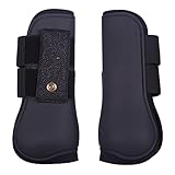 QHP Gamaschen Rio Hartschale Neoprenfutter Klettverschlüsse Glitzer (Vollblut, schwarz)