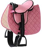 Helga Kreft 50088 Sattelset für Gartenpferd für Susi + Tamme, Sattel rosa und Schabracke mit...