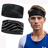Stirnband Sport - Breit Schweißband Stirn für Herren und Damen, Schnelltrocknend Haarband für...