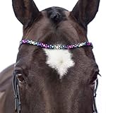 MagicTack Stirnriemen Pferd Größe Warmblut Bling geschwungen grün pink