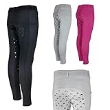 MS-Trachten Kinderreithose Reithose Kinderreitleggings Hanni Silikon-Pferdekopf (134, Schwarz)