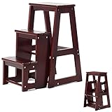 COSTWAY Tritthocker 3 Stufen, Leiterstuhl Trittstuhl klappbar, Hockerleiter bis 150 kg, 66 cm hoch,...