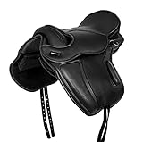 A&M Reitsport Baumloser Dressur Sattel LEEDS aus Rindsleder Schwarz Mit Klettkissen NEU, Größe:18...