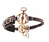 AMKA Hackamore Barock, mit 3 Ringen, Nasenriemen Leder braun, Anzüge goldfarben