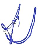 QHP Knotenhalfter mit Zügeln robustes 10 mm dickes Seil (Vollblut, Kobaltblau)
