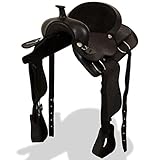 vidaXL Westernsattel Halfter Brustblatt Echtleder 17' Schwarz Pferd Sattel Set