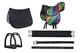 HKM Sattel-Set für Shetty, Mini Shetty oder Holzpferde, Kindersattel bunt mit Sattelgurt,...