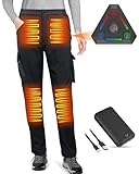 FERNIDA Heizhose für Damen, Softshell Heizhose mit 7,4-V-Akku Winterwarme Winddichte Outdoor Hose...