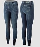 Animo Damen Reithose Native 22T Jeans Kniebesatz mit Strasssteinen, Größe:42 (D36)