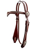 Thor Equine Kopfstück Allan Westerntrense mit Concha und Dots, V-Shaped, Chesnut Full