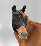 WALDHAUSEN Fliegenmaske Premium mit Ohrenschutz, schwarz, Warmblut