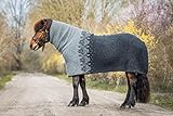 Isländer Abschwitzdecke mit Rollkragen - isländische Schurwolle (Schwarz mit graumeliertem...