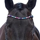MagicTack Stirnriemen Pferd Neon Pink Größe Warmblut Bling geschwungen