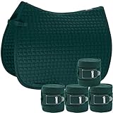 Eskadron Set Basic Cotton Schabracke mit Fleecebandagen in racinggreen, Größe:Springen (SR)