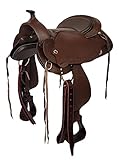 A&M Reitsport Baumloser Westernsattel Portland aus geöltem Büffelleder mit Klettkissen, Größe:17...